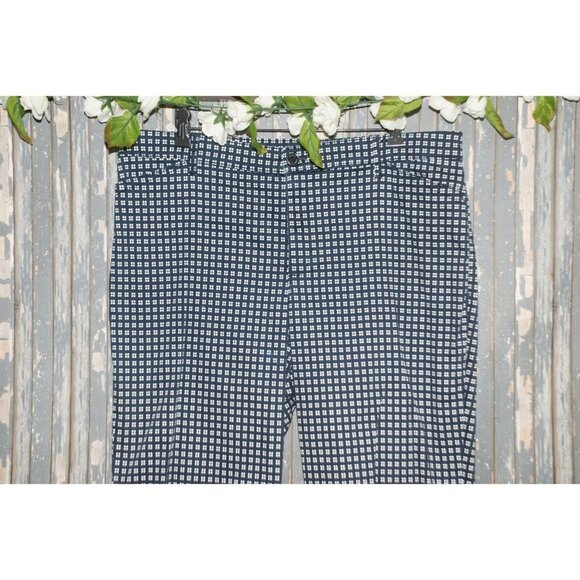 Gloria Vanderbilt Ladies Blue Capri Pants Size 16 Stretch Checks Straight Leg - Picture 2 of 9